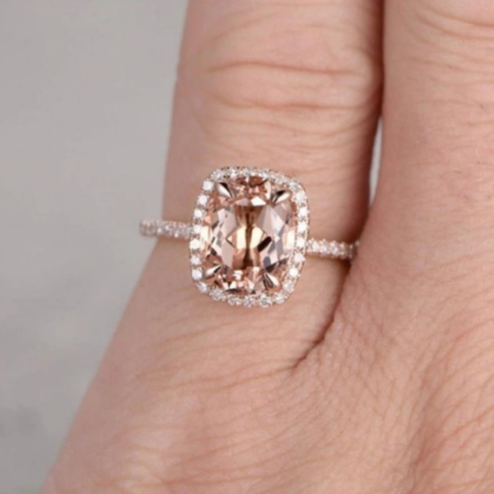 Morganite Pink CZ Diamond Wedding Band Ring NEW!! - Picture 3 of 4